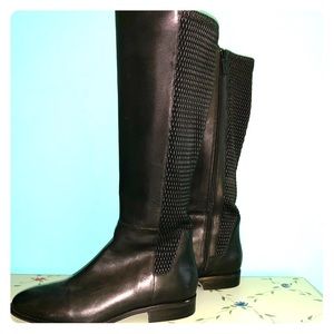 Cole Haan black leather stretch riding boots.
